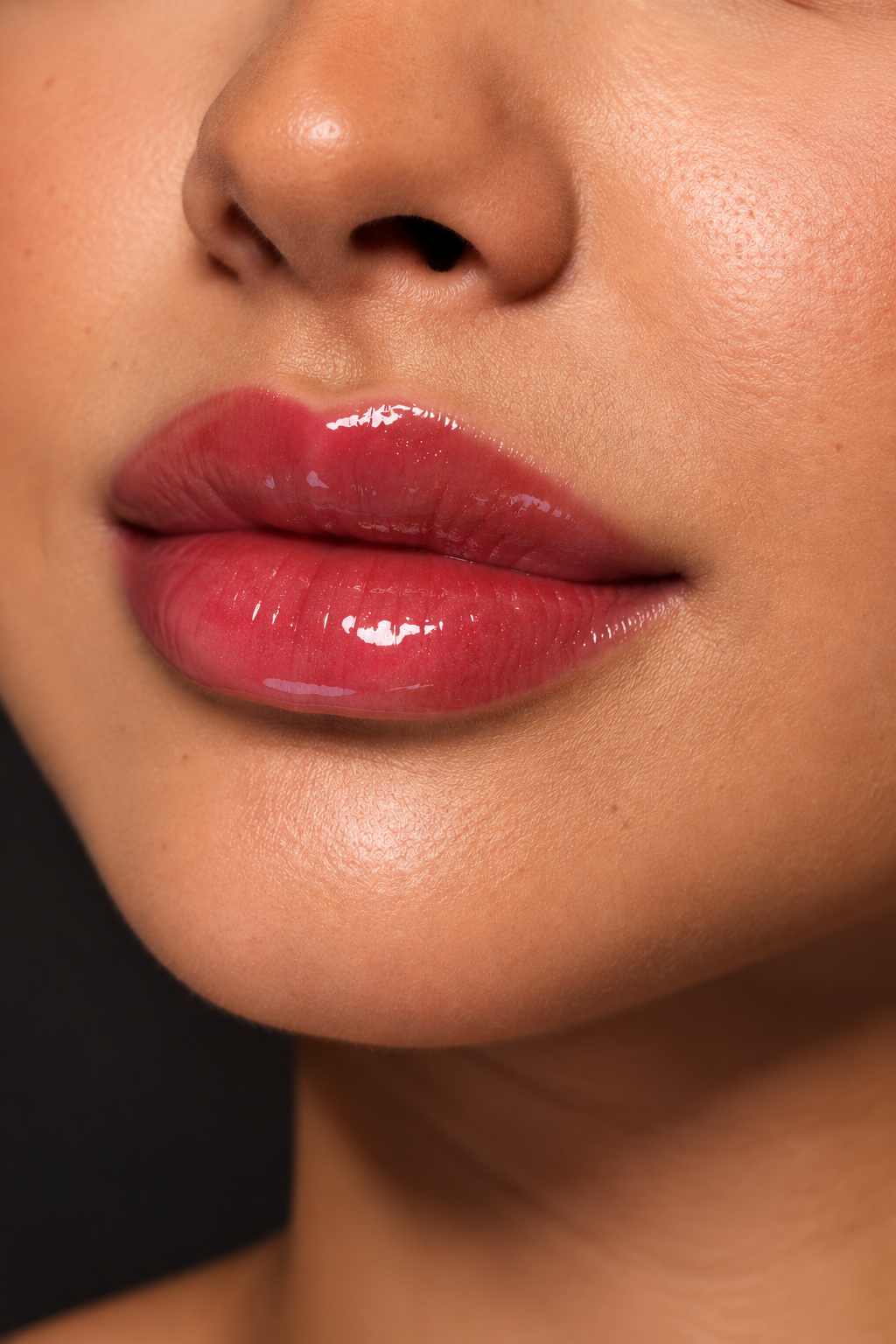 After: Lips before and after one swipe of Damn Juicy Lip Oil