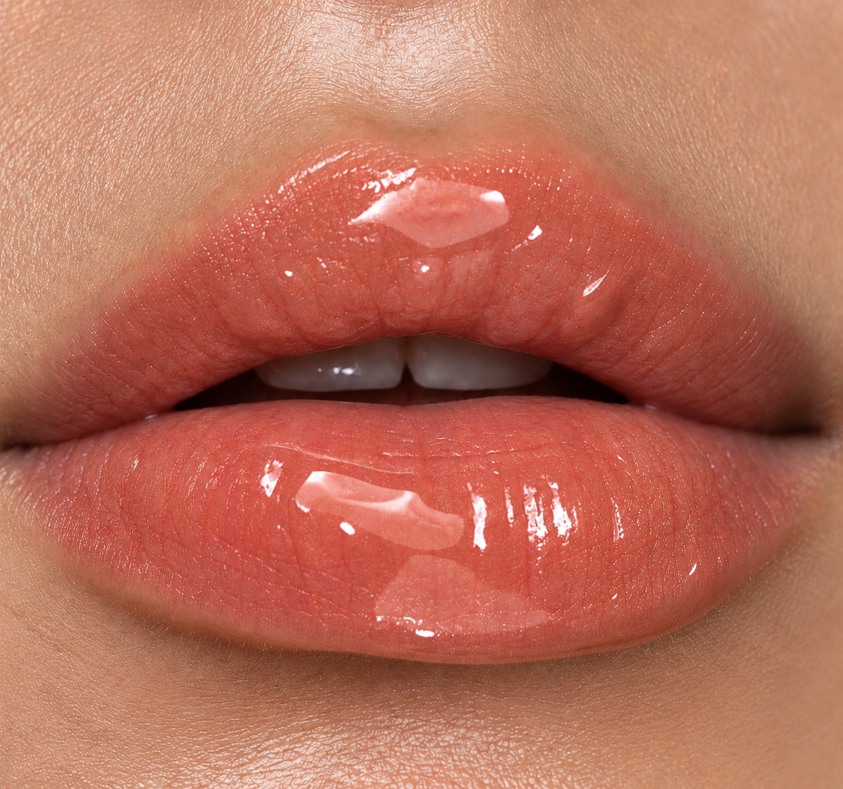 After: Lips before and after one swipe of Damn Juicy Lip Oil